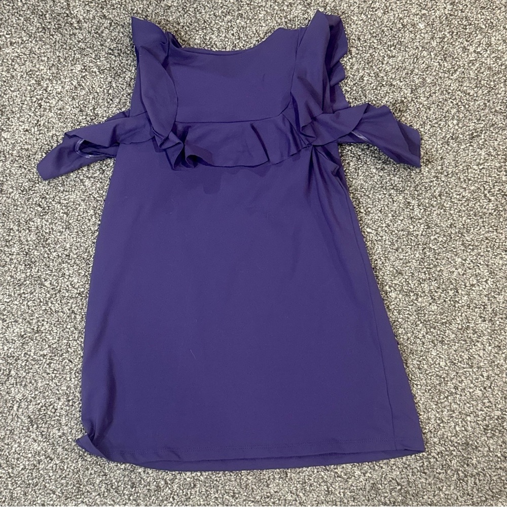 Susana Monaco Purple Cold-Shoulder Ruffle Top - Picture 6 of 6